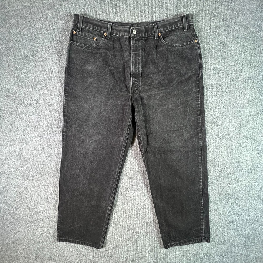 VINTAGE Levi's 550 Jeans Men's 42x32 Black Cotton Denim Straight Relaxed-Fit Y2K